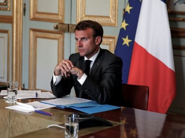 Le président Emmanuel Macron à l'Elysée, le 18 mai 2020 à Paris