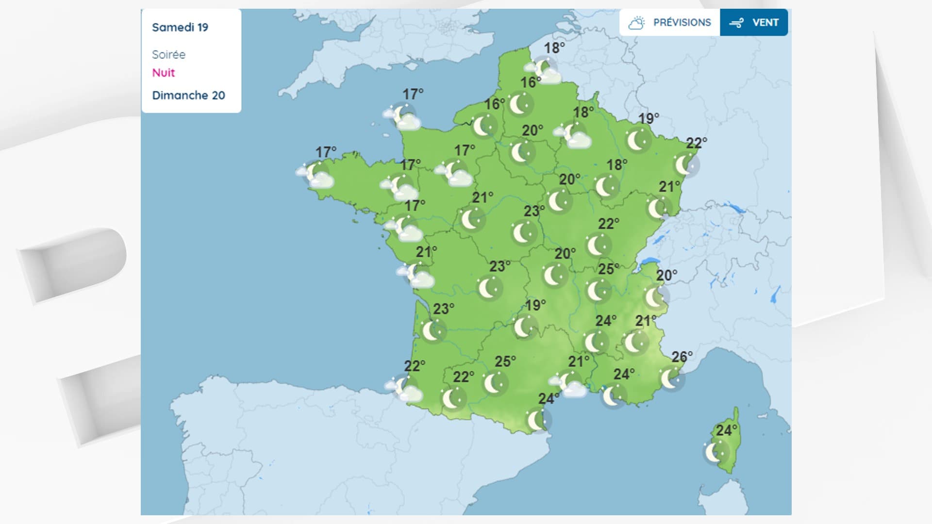 Les prévisions de Météo-France pour la nuit de samedi à dimanche Les prévisions de Météo-France pour la nuit de samedi à dimanche