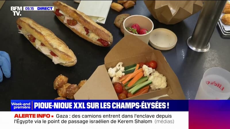 Sandwichs, légumes croquants...Les coulisses de la préparation du gigantesque pique-nique sur les Champs-Élysées