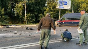  Enquêteurs à Moscou sur les lieux de l'explosion de la voiture de Daria Dugina