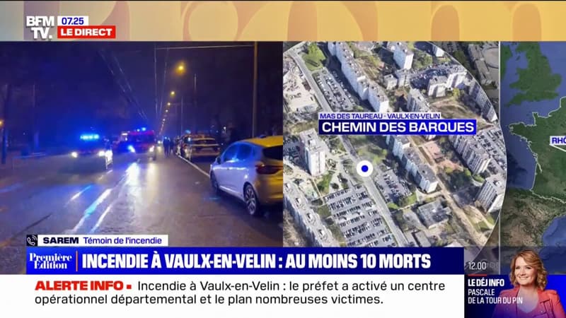 Incendie à Vaulx-en-Velin: un voisin témoigne de l'utilisation d'une échelle pour évacuer des habitants
