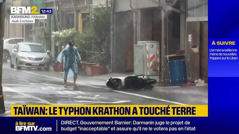 Taïwan: les images du typhon Krathon, qui a touché terre ce jeudi