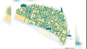 La carte des rues concernées par la Zone à trafic limitée dans Paris.