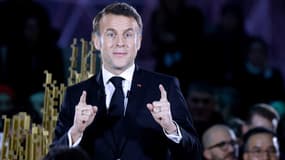 Emmanuel Macron, le 10 février 2025 depuis le Salon de l'IA au Grand Palais, à Paris 