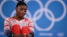 La gymnaste américaine Simone Biles, avant la finale de la poutre, le 3 août 2021 aux Jeux Olympiques de Tokyo 2020