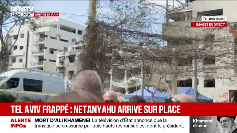 Frappes à Tel-Aviv: Benyamin Netanyahou, Premier ministre d'Israël, arrive sur place
