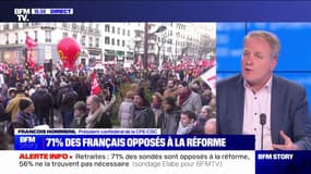 Vers des blocages? Pour François Hommeril (CFE-CGC), "il ne faut rien faire qui puisse faire baisser le taux d'adhésion au mouvement"