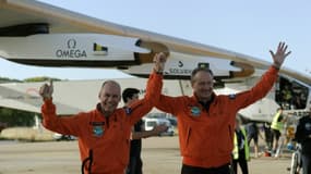Bertrand Piccard et André Borschberg le 23 juin 2016 à Séville