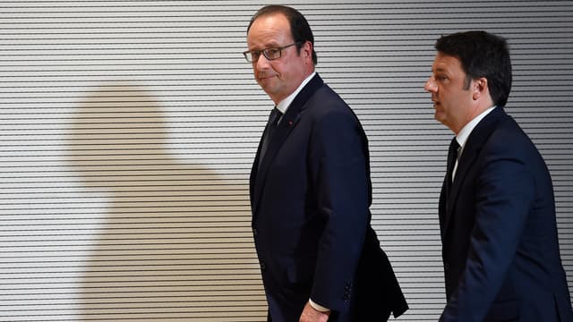 François Hollande et Matteo Renzi lors d'une conférence de presse à Milan.