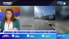 Grimaud: des poteaux métalliques tombent d'un camion sur une Porsche