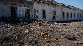 Un bâtiment détruit dans un bombardement à Orikhiv en Ukraine, le 7 mai 2023. (Photo d'illustration)