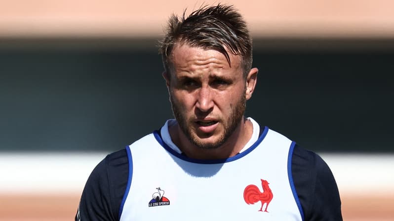 Anthony Jelonch à l'entraînement du XV de France, fin août 2023