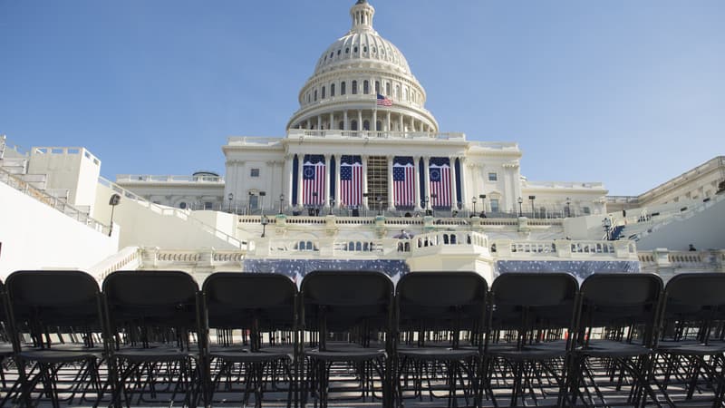 Les préparatifs en vue de la cérémonie d'investiture, à Washington.