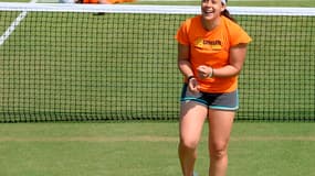 Marion Bartoli à l'entraînement à la veille de la finale de Wimbledon