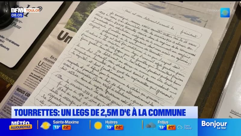 Tourrettes: un habitant meurt et lègue 2,5 millions d'euros à la commune