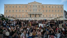 Manifestation pour la Journée mondiale de l'environnement devant le parlement grec le 5 juin 2020