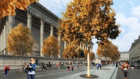 La place de la Madeleine est en cours de réaménagement. -