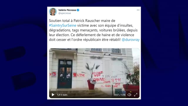 La mairie de Saintry-sur-Seine a été recouverte de tags d'insultes.