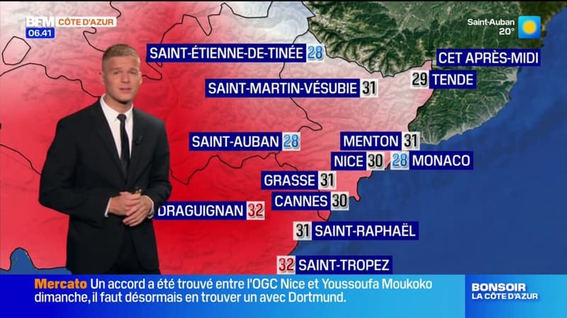 Météo Côte d’Azur: des températures élevées, ce lundi, il fera 32°C à Draguignan et 31°C à Grasse