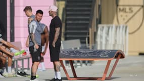 Lionel Messi et David Beckham à l'entraînement de l'Inter Miami, le 24 juillet 2023