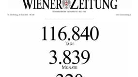 Dernier une du quotidien autrichien Wiener Zeitung, qui se revendique le plus ancien journal du monde.