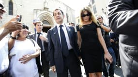 Nicolas Sarkozy et sa femme Carla Bruni-Sarkozy le 7 juillet 2015 à Grasse