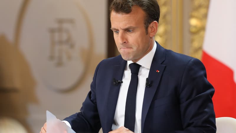 Le président de la République Emmanuel Macron, le 25 avril 2019 à l'Elysée à Paris. 