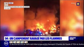 Bonneuil-sur-Marne: un violent incendie s'est déclaré dans un campement au niveau de l'échangeur N406/D19