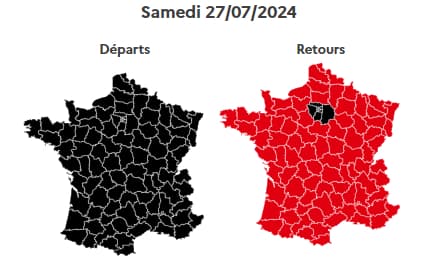 La journée du samedi 27 juillet est classée noire au niveau national dans le sens des départs et rouge dans le sens des retours.