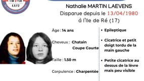 Avis de recherche lancé par l'association ARPD pour retrouver Nathalie Martin-Laevens 