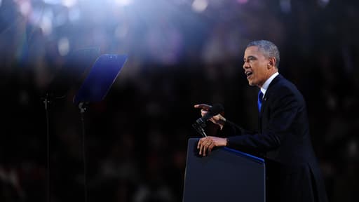 Barack Obama lors de son discours de victoire, à Chicago