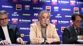 René Bouscatel, président de la Ligue nationale de rugby, lors d'une conférence de presse en décembre 2021