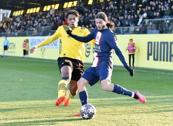 Ilyes Housni avec le PSG en Youth League contre Dortmund, le 28 février 2023.