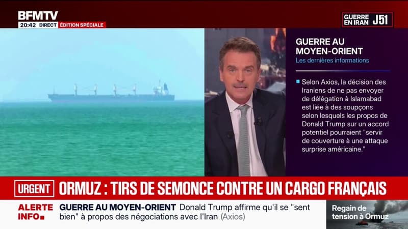 Un cargo français de la compagnie CMA-CGM, propriétaire de BFMTV-RMC, a été la cible de tirs de semonce hier dans le détroit d'Ormuz, les tirs n'ont pas fait de blessés