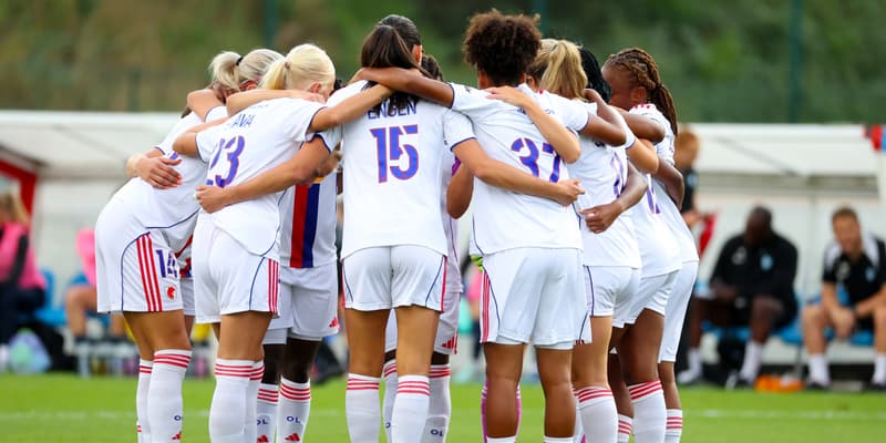 Les joueuses de l'OL Lyonnes lors d'un match amical contre Londres, le 21 août 2025.