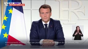 Emmanuel Macron: "Les parents qui devront garder leurs enfants et ne peuvent pas télétravailler auront droit au chômage partiel"