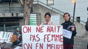 Des dizaines de flambeaux allumés en soutien aux femmes victimes de violences à Digne-les-Bains, le 23 novembre 2024.