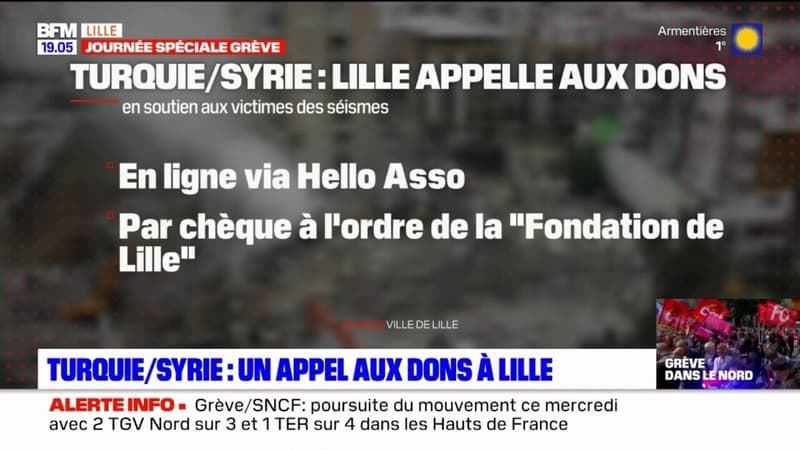 Lille: la mairie lance un appel aux dons pour les victimes des séismes en Turquie et en Syrie