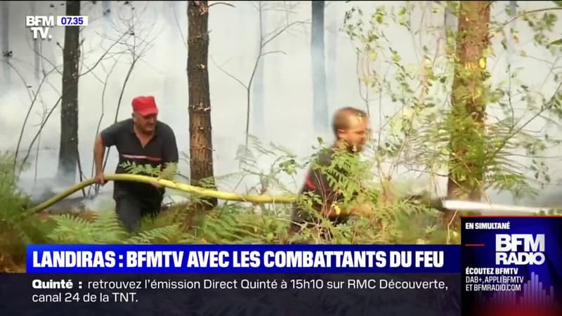 BFMTV au coeur des incendies de Landiras en Gironde avec les pompiers
