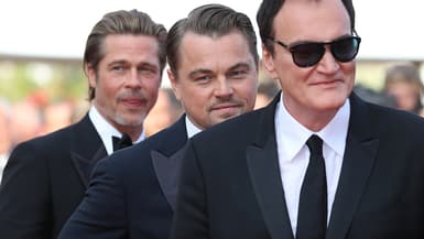 Quentin Tarantino, Leonardo DiCaprio et Brad Pitt à Cannes, le 21 mai 2019.
