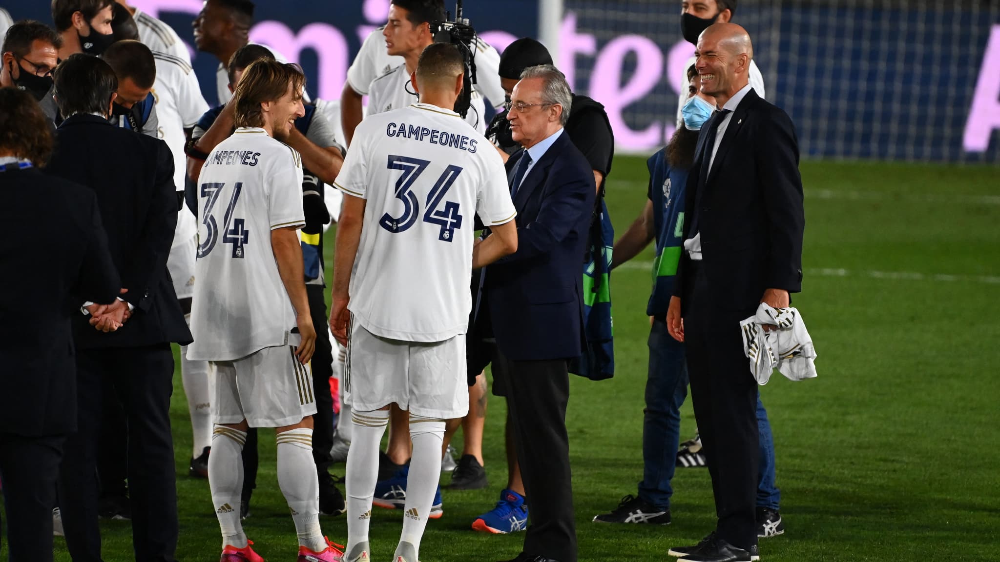 Florentino Perez fête le titre en Liga en juillet 2020 Florentino Perez fête le titre en Liga en juillet 2020
