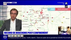 Nouveau record de bouchons depuis le déconfinement, conditions de trafic dégradées par la pluie