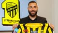 Karim Benzema avec le maillot d'Al-Ittihad, à Madrid le 6 juin 2023