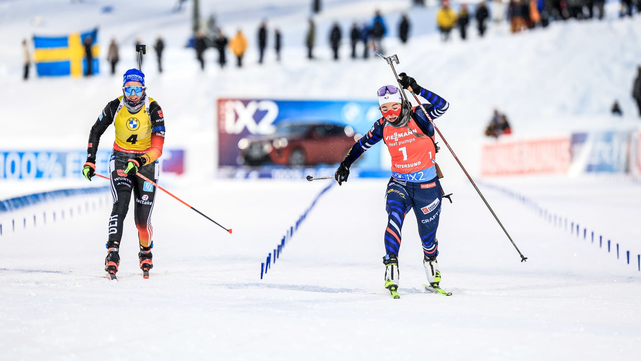 Lou Jeanmonnot lors de la poursuite d'Östersund, le 3 décembre 2023. Lou Jeanmonnot lors de la poursuite d'Östersund, le 3 décembre 2023.