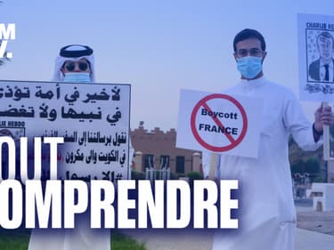 Deux personnes manifestent contre Macron et la France au Koweït, samedi 24 octobre 2020