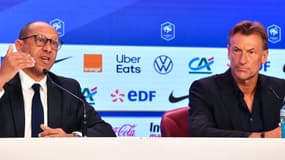 Philippe Diallo et Hervé Renard en conférence de presse, à Paris le 31 mars 2023