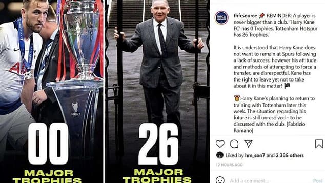 Le post critiquant Harry Kane "liké" par Heung-min Son Le post critiquant Harry Kane "liké" par Heung-min Son