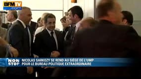 Nicolas Sarkozy, à son arrivée au siège de l'UMP, ce lundi.