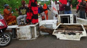 Manifestation à Mayotte, près d'un barrage, le 13 avril 2016. (Photo d'illustration)