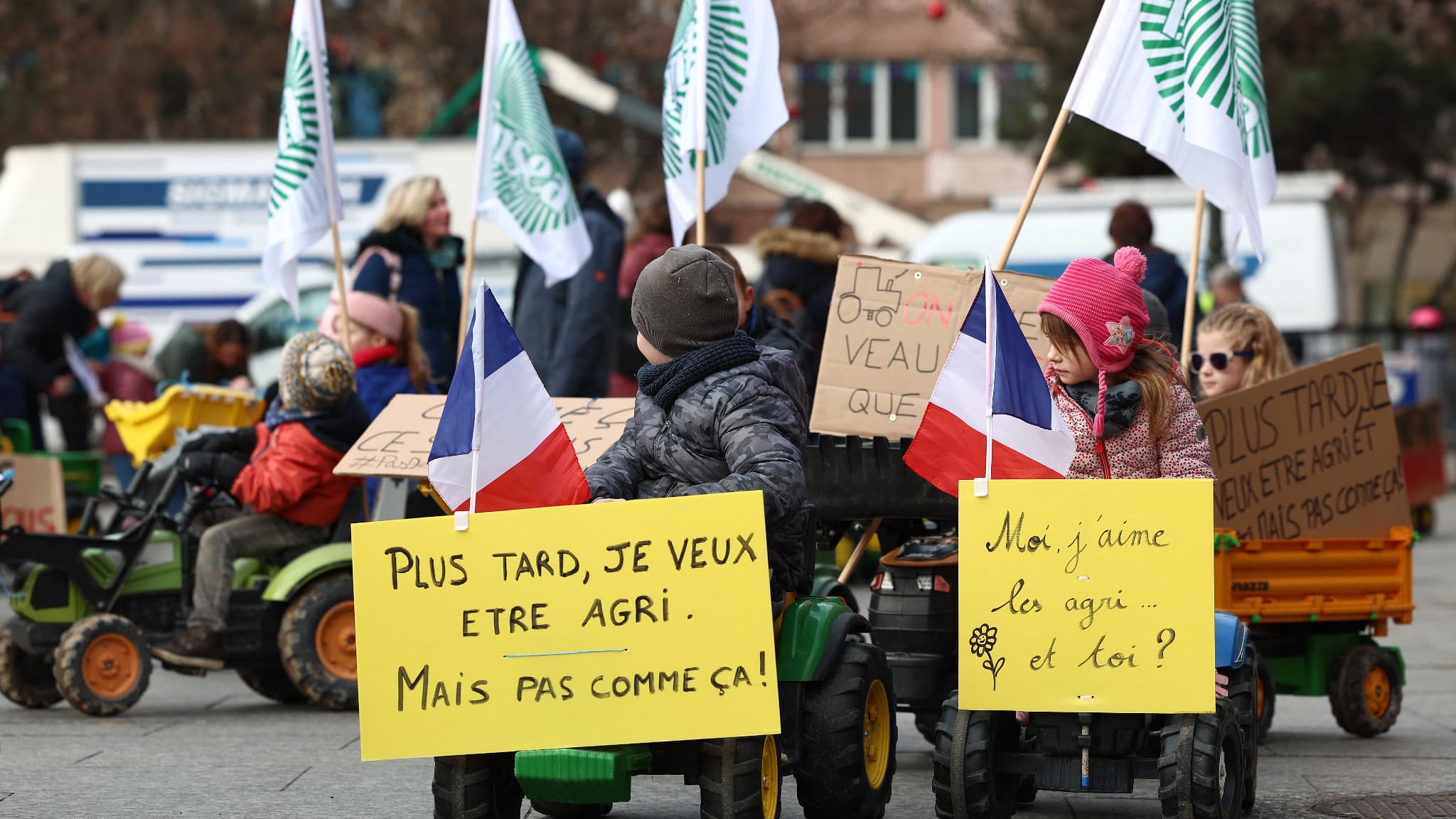 Des enfants d'agriculteurs ont défilé à Strasbourg, ce mercredi. 